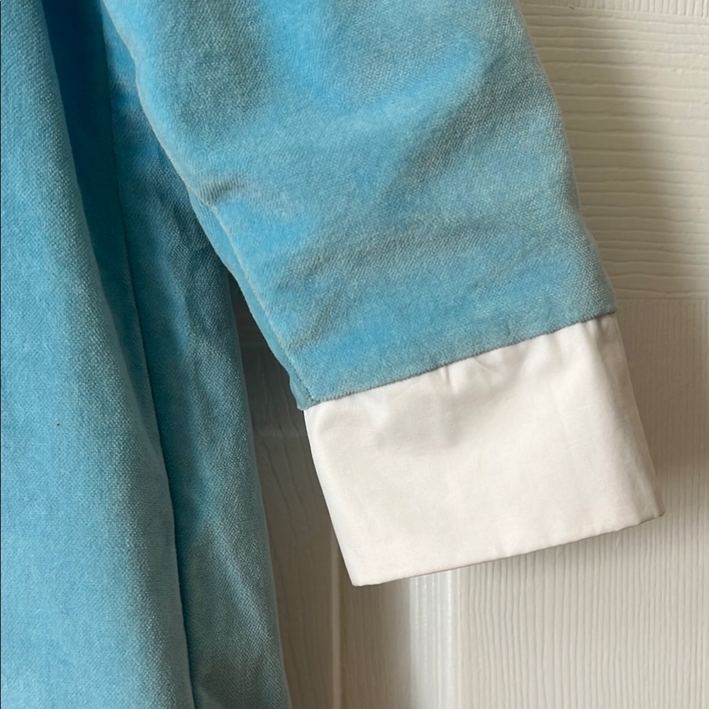 Blue Dress with Long Puff Sleeves and Peter Pan Collar - Picture 5 of 10
